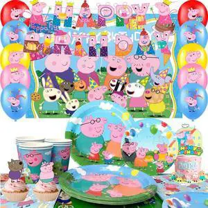 Peppa Pig Birthday Party Supplies, 112 Pcs Peppa Pig Party Decorations & Tableware Set - Peppa Pig Cake Toppers Balloons Backdrop Cups etc. Peppa Pig Themed Birthday Party Decorations for boys/girls Peppa Pig Birthday Party Supplies, 112 Pcs Peppa Pig Party Decorations & Tableware Set - Peppa Pig Cake Toppers Balloons Backdrop Cups etc. Peppa Pig Themed Birthday Party Decorations for boys/girls