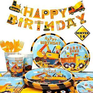 128pcs Construction Party Supplies Tableware Set-Construction Birthday Party Plates Cups Napkins Tablecloth Banner etc Construction Party Tableware for Dump Truck Excavator Construction Theme Party 128pcs Construction Party Supplies Tableware Set-Construction Birthday Party Plates Cups Napkins Tablecloth Banner etc Construction Party Tableware for Dump Truck Excavator Construction Theme Party