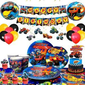 Blaze Birthday Party Supplies,119pcs Blaze and The Monster Machines Party Supplies-Blaze Plates and napkins Cups Table Cloth Banner Balloons Cake Topper ect Blaze Party Decorations for Boys Kids Blaze Birthday Party Supplies,119pcs Blaze and The Monster Machines Party Supplies-Blaze Plates and napkins Cups Table Cloth Banner Balloons Cake Topper ect Blaze Party Decorations for Boys Kids