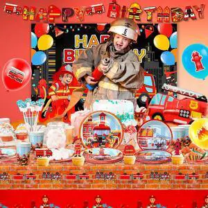 Fire Truck Birthday Party Supplies, 114pcs Firetruck Birthday Decorations & Tableware Set - Fire Truck Party Plates Cups Napkins & Firefighter Themed Balloon Backdrop etc Fire Truck Party Supplies Fire Truck Birthday Party Supplies, 114pcs Firetruck Birthday Decorations & Tableware Set - Fire Truck Party Plates Cups Napkins & Firefighter Themed Balloon Backdrop etc Fire Truck Party Supplies
