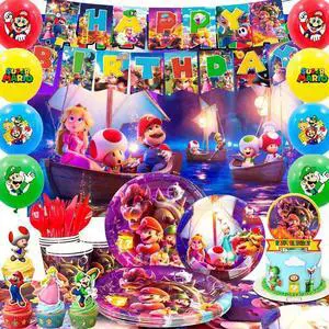 Super Mario Birthday Party Decorations Tableware Backdrop Balloon Cake Toppers Super Mario Birthday Party Decorations Tableware Backdrop Balloon Cake Toppers