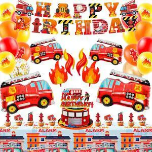 Fire Truck Party Decorations, 110 Pcs Firetruck Birthday Decorations - Fire Truck Party Balloons & Fire Truck Birthday Banner Cake Toppers Tablecloth etc Firefighter Birthday Party Decorations Fire Truck Party Decorations, 110 Pcs Firetruck Birthday Decorations - Fire Truck Party Balloons & Fire Truck Birthday Banner Cake Toppers Tablecloth etc Firefighter Birthday Party Decorations