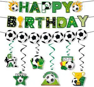 Soccer Hanging Swirl, 8 Pcs Soccer Birthday Party Decorations Set - Happy Birthday Soccer Banner, Soccer Themed Hanging Foil Swirls & Soccer Garland for Soccer Birthday Party Supplies Soccer Hanging Swirl, 8 Pcs Soccer Birthday Party Decorations Set - Happy Birthday Soccer Banner, Soccer Themed Hanging Foil Swirls & Soccer Garland for Soccer Birthday Party Supplies
