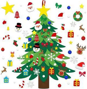 Christmas Tree Felt, 47pcs Christmas Decorations Set, Felt Christmas Tree for Christmas Party Decorations, Xmas Decorations Wall for Christmas Theme Party Christmas Tree Felt, 47pcs Christmas Decorations Set, Felt Christmas Tree for Christmas Party Decorations, Xmas Decorations Wall for Christmas Theme Party
