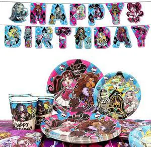 114pcs Monster High Birthday Party Tableware Set - Monster High Birthday Party Plates Napkins Cups Tablecloth etc Monster High Tableware for Monster High Birthday Decorations for Kids,Serves 16 114pcs Monster High Birthday Party Tableware Set - Monster High Birthday Party Plates Napkins Cups Tablecloth etc Monster High Tableware for Monster High Birthday Decorations for Kids,Serves 16