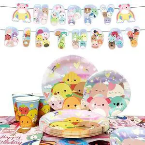Squishmallows Birthday Decorations,114pcs Squishmallows Party Tableware Set - Squishmallows Themed Party Plate Cups Napkins Tablecloth Etc Squishmallows Birthday Party Supplies for Kids, Serves 16 Squishmallows Birthday Decorations,114pcs Squishmallows Party Tableware Set - Squishmallows Themed Party Plate Cups Napkins Tablecloth Etc Squishmallows Birthday Party Supplies for Kids, Serves 16