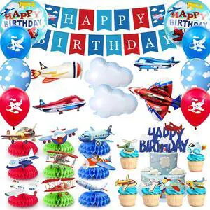 43pcs Airplane Birthday Party Decorations, Vintage Airplane Party Decorations Set, Airplane Balloons Cake Decorations Plane Honeycomb Centerpieces etc Airplane Decorations 43pcs Airplane Birthday Party Decorations, Vintage Airplane Party Decorations Set, Airplane Balloons Cake Decorations Plane Honeycomb Centerpieces etc Airplane Decorations