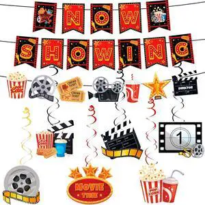 Movie Night Party Swirl Banner, 8pcs Movie Night Birthday Party Decorations Set - Movie Night Hanging Swirl & Movie Night Now Showing Banner for Movie Theme Party Decorations & Movie Night Decorations Movie Night Party Swirl Banner, 8pcs Movie Night Birthday Party Decorations Set - Movie Night Hanging Swirl & Movie Night Now Showing Banner for Movie Theme Party Decorations & Movie Night Decorations