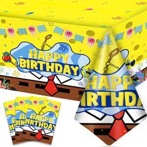 3 Pcs Yellow Sponge Birthday Party Tablecloth, 42" x 70" Under the Sea Jellyfish Tablecloth Yellow Sponge Birthday Party Decorations Supplies 3 Pcs Yellow Sponge Birthday Party Tablecloth, 42" x 70" Under the Sea Jellyfish Tablecloth Yellow Sponge Birthday Party Decorations Supplies