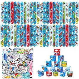 Airplane Party Favors Set - 40pcs Airplane Slap Bracelets + 50pcs Airplane Birthday Stickers for Airplane Party Decorations, Airplane Birthday Party Favors for Kids Airplane Party Favors Set - 40pcs Airplane Slap Bracelets + 50pcs Airplane Birthday Stickers for Airplane Party Decorations, Airplane Birthday Party Favors for Kids