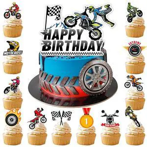 Motorcycle Cake Topper, 24 Pcs Motorcycle Cupcake Toppers/Dirtbike Cupcake Toppers + 1 Pcs Dirt Bike Cake Topper/Motorcycle Birthday Cake Decorations, for Dirt Bike Birthday Party Decorations Supplies Motorcycle Cake Topper, 24 Pcs Motorcycle Cupcake Toppers/Dirtbike Cupcake Toppers + 1 Pcs Dirt Bike Cake Topper/Motorcycle Birthday Cake Decorations, for Dirt Bike Birthday Party Decorations Supplies
