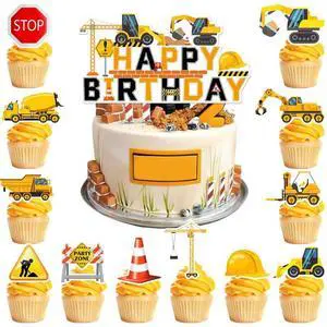 Construction Cake Topper, 13 Pcs Construction Cake Decorations Set-Construction Birthday Cake Topper & Construction Cupcake Toppers/Excavator Cupcake Toppers for Construction Birthday Party Supplies Construction Cake Topper, 13 Pcs Construction Cake Decorations Set-Construction Birthday Cake Topper & Construction Cupcake Toppers/Excavator Cupcake Toppers for Construction Birthday Party Supplies