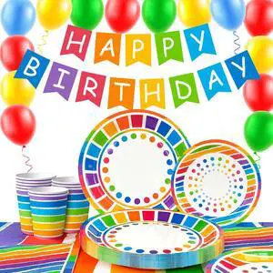 Rainbow Party Supplies,166pcs Rainbow Party Decorations & Tableware Set - Rainbow Party Plates Napkins Cups & Rainbow Birthday Decorations Balloons Banner etc Rainbow Themed Birthday Party Supplies Rainbow Party Supplies,166pcs Rainbow Party Decorations & Tableware Set - Rainbow Party Plates Napkins Cups & Rainbow Birthday Decorations Balloons Banner etc Rainbow Themed Birthday Party Supplies