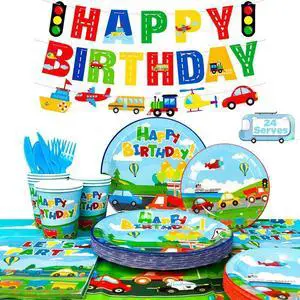 Transportation Birthday Party Supplies,190pcs Transportation Party Tableware Set-Transportation Birthday Decor Banner Tablecloth Plates Napkin etc Bus Car Train Themed Birthday Party Supplies for Kids Transportation Birthday Party Supplies,190pcs Transportation Party Tableware Set-Transportation Birthday Decor Banner Tablecloth Plates Napkin etc Bus Car Train Themed Birthday Party Supplies for Kids