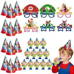 36 Pcs Super Mario Birthday Party Supplies-Super Mario Party Paper Hat Glasses&Super Mario Blowout Toy for Mario Party Favors Supplies 36 Pcs Super Mario Birthday Party Supplies-Super Mario Party Paper Hat Glasses&Super Mario Blowout Toy for Mario Party Favors Supplies