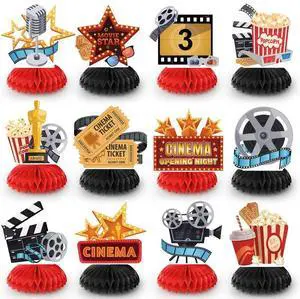 Movie Night Honeycomb Centerpiece, 12 Pcs Movie Night Themed Honeycomb Centerpieces, Movie Theater Centerpiece Honeycomb & Movie Party Honeycomb Centerpiece for Movie Night Birthday Party Decorations Movie Night Honeycomb Centerpiece, 12 Pcs Movie Night Themed Honeycomb Centerpieces, Movie Theater Centerpiece Honeycomb & Movie Party Honeycomb Centerpiece for Movie Night Birthday Party Decorations
