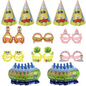 SpongeBob Party Decoration SpongeBob Birthday Supplies Set Blow Out Hat Glass SpongeBob Party Decoration SpongeBob Birthday Supplies Set Blow Out Hat Glass