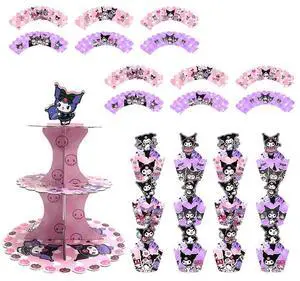 Kuromi Cake Stand Kuromi Party Decoration Sanrio Birthday supplies Cake Topper Kuromi Cake Stand Kuromi Party Decoration Sanrio Birthday supplies Cake Topper