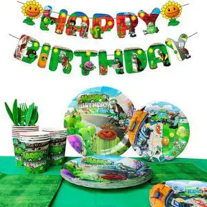 Plant Vs Zombies Game Birthday Decoration Party Supplies Tableware Plate Cup Set Plant Vs Zombies Game Birthday Decoration Party Supplies Tableware Plate Cup Set