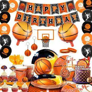 Basketball Birthday Decorations,146pcs Basketball Party Supplies and Decorations Set - Basketball Balloons Banner Tablecloth Plates Cups Napkins ect, for Kids And Adult Basketball Theme Party Basketball Birthday Decorations,146pcs Basketball Party Supplies and Decorations Set - Basketball Balloons Banner Tablecloth Plates Cups Napkins ect, for Kids And Adult Basketball Theme Party
