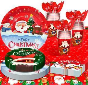 Christmas Tableware,113pcs Christmas Party Tableware Set Including Christmas Paper Plates and Napkins Cups& Christmas Tablecloth etc Xmas Party Tableware for Boys/Girls Christmas Party Supplies Christmas Tableware,113pcs Christmas Party Tableware Set Including Christmas Paper Plates and Napkins Cups& Christmas Tablecloth etc Xmas Party Tableware for Boys/Girls Christmas Party Supplies