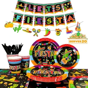 Mexican Fiesta Party Supplies, 161 Pcs Mexican Party Paper Tableware Set - Fiesta Plates Cups Napkins Tablecloth & Mexican Fiesta Banner ect Fiesta Party Supplies for 20 Guests Mexican Fiesta Party Supplies, 161 Pcs Mexican Party Paper Tableware Set - Fiesta Plates Cups Napkins Tablecloth & Mexican Fiesta Banner ect Fiesta Party Supplies for 20 Guests
