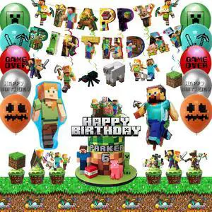 Minecraft Birthday Party Supplies, 52 Pcs Minecraft Party Decorations Set - Minecraft Birthday Decorations Banners Tablecloth Minecraft Balloon Cake Topper etc. Minecraft Party Supplies Minecraft Birthday Party Supplies, 52 Pcs Minecraft Party Decorations Set - Minecraft Birthday Decorations Banners Tablecloth Minecraft Balloon Cake Topper etc. Minecraft Party Supplies