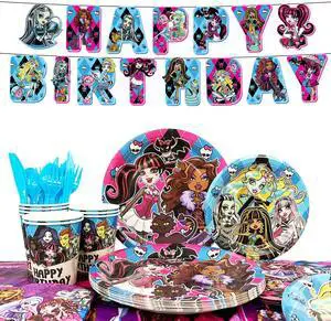 114pcs Monster High Birthday Party Tableware Set - Monster High Birthday Party Plates Napkins Cups Tablecloth etc Monster High Tableware for Monster High Birthday Decorations for Kids,Serves 16 114pcs Monster High Birthday Party Tableware Set - Monster High Birthday Party Plates Napkins Cups Tablecloth etc Monster High Tableware for Monster High Birthday Decorations for Kids,Serves 16