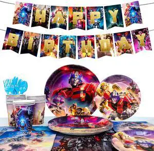 114 Pcs Transformers Birthday Party Decorations & Tableware Set - Transformers Party Table Cloth Banner Plates Napkins Cups etc Transformers Birthday Decorations for Transformers Party Supplies 114 Pcs Transformers Birthday Party Decorations & Tableware Set - Transformers Party Table Cloth Banner Plates Napkins Cups etc Transformers Birthday Decorations for Transformers Party Supplies