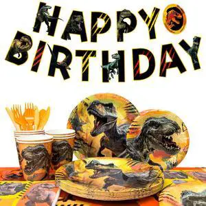 Jurassic World Birthday Decorations Tableware, 127pcs Jurassic World Party Decorations Set - Dinosaur Theme Party Plate Cups Napkins Tablecloths Banner etc Jurassic Park Birthday Party Supplies Jurassic World Birthday Decorations Tableware, 127pcs Jurassic World Party Decorations Set - Dinosaur Theme Party Plate Cups Napkins Tablecloths Banner etc Jurassic Park Birthday Party Supplies