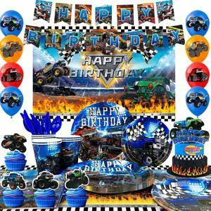 Monster Truck Birthday Party Supplies,112pcs Monster Truck Birthday Decorations & Tableware Kit - Monster Truck Plates and Napkins Banner Backdrop etc Monster Truck Decorations for Birthday Party Monster Truck Birthday Party Supplies,112pcs Monster Truck Birthday Decorations & Tableware Kit - Monster Truck Plates and Napkins Banner Backdrop etc Monster Truck Decorations for Birthday Party