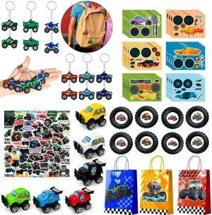 Monster Truck Favors, 110pcs All-In-One Mini Monster Trucks Party Favors Pack Including Monster Truck Theme Keychain Bags Stickers Toys Ring etc Monster Truck Birthday Party Favors for Boys Kids Monster Truck Favors, 110pcs All-In-One Mini Monster Trucks Party Favors Pack Including Monster Truck Theme Keychain Bags Stickers Toys Ring etc Monster Truck Birthday Party Favors for Boys Kids