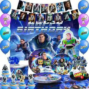 Buzz Lightyear Birthday Party Supplies, 113 Pcs Party Decoration Tableware Set - Buzz Lightyear Balloon Background Banner Plate and other Buzz Lightyear Theme Party Decorations Buzz Lightyear Birthday Party Supplies, 113 Pcs Party Decoration Tableware Set - Buzz Lightyear Balloon Background Banner Plate and other Buzz Lightyear Theme Party Decorations