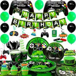 Gaming Birthday Party Supplies for Boys,194pcs Video Game Party Decorations&Tableware Set - Gaming Decorations Plates Cups Tablecloth Balloons Banner Cake Topper etc Game On Birthday Party Supplies Gaming Birthday Party Supplies for Boys,194pcs Video Game Party Decorations&Tableware Set - Gaming Decorations Plates Cups Tablecloth Balloons Banner Cake Topper etc Game On Birthday Party Supplies