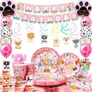 Puppy Birthday Decorations,161pcs Puppy Party Decorations & Pink Dog Tableware Set- Pink Puppy Plates Cups Napkins & Dog Birthday Banner Balloons Cupcake Toppers etc Dog Birthday Party Supplies Puppy Birthday Decorations,161pcs Puppy Party Decorations & Pink Dog Tableware Set- Pink Puppy Plates Cups Napkins & Dog Birthday Banner Balloons Cupcake Toppers etc Dog Birthday Party Supplies