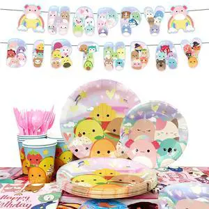 Squishmallows Birthday Decorations,114pcs Squishmallows Party Tableware Set - Squishmallows Themed Party Plate Cups Napkins Tablecloth Etc Squishmallows Birthday Party Supplies for Kids, Serves 16 Squishmallows Birthday Decorations,114pcs Squishmallows Party Tableware Set - Squishmallows Themed Party Plate Cups Napkins Tablecloth Etc Squishmallows Birthday Party Supplies for Kids, Serves 16