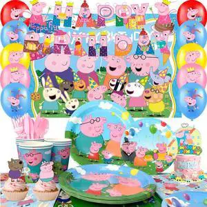 Peppa Pig Birthday Party Supplies, 112 Pcs Peppa Pig Party Decorations & Tableware Set - Peppa Pig Cake Toppers Balloons Backdrop Cups etc. Peppa Pig Themed Birthday Party Decorations for boys/girls Peppa Pig Birthday Party Supplies, 112 Pcs Peppa Pig Party Decorations & Tableware Set - Peppa Pig Cake Toppers Balloons Backdrop Cups etc. Peppa Pig Themed Birthday Party Decorations for boys/girls