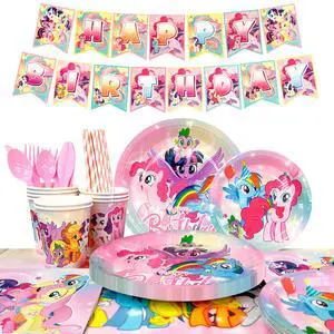 My Little Pony Birthday Party Supplies, 144 Pcs My Little Pony Decorations & Tableware Set - My Little Pony Plates Cups Napkins & My Little Pony Birthday Party Banner etc My Little Pony Party Supplies My Little Pony Birthday Party Supplies, 144 Pcs My Little Pony Decorations & Tableware Set - My Little Pony Plates Cups Napkins & My Little Pony Birthday Party Banner etc My Little Pony Party Supplies
