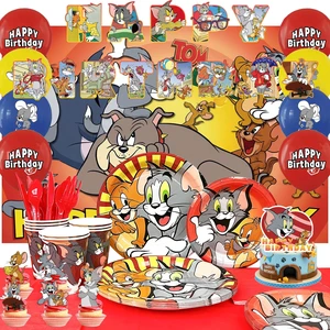 110 Pcs Tom and Jerry Birthday Decorations & Tableware Set - Tom and Jerry Party Banner Balloons Plates Cups etc Tom and Jerry Party Decorations for Tom and Jerry Birthday Party Supplies 110 Pcs Tom and Jerry Birthday Decorations & Tableware Set - Tom and Jerry Party Banner Balloons Plates Cups etc Tom and Jerry Party Decorations for Tom and Jerry Birthday Party Supplies