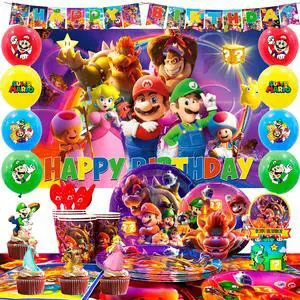 Super Mario Party Supplies, 112pcs Mario Birthday Decorations & Tableware Set - Super Mario Balloons Banner Backdrop & Mario Party Table Cloth Plates Cups etc Super Mario Birthday Party Supplies Super Mario Party Supplies, 112pcs Mario Birthday Decorations & Tableware Set - Super Mario Balloons Banner Backdrop & Mario Party Table Cloth Plates Cups etc Super Mario Birthday Party Supplies