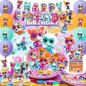 Super Kitten Squad Birthday Party Decorations,112pcs Cute Cat Hero Theme Accessories - Super Kitten Squad Backdrop Plates Ballons etc Party Supplies for Super Kitten Themed Birthday Favors & Decor Super Kitten Squad Birthday Party Decorations,112pcs Cute Cat Hero Theme Accessories - Super Kitten Squad Backdrop Plates Ballons etc Party Supplies for Super Kitten Themed Birthday Favors & Decor