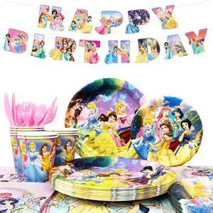 Princess Birthday Decorations Tableware,126 Pcs Princess Party Decorations Set - Princess Theme Party Plate Cups Napkins Tablecloth Banners etc Princess Birthday Party Supplies Serves 16 Princess Birthday Decorations Tableware,126 Pcs Princess Party Decorations Set - Princess Theme Party Plate Cups Napkins Tablecloth Banners etc Princess Birthday Party Supplies Serves 16