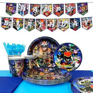 Power Rangers Birthday Decorations Tableware, 128 Pcs Power Rangers Party Decorations Set - Power Rangers Party Plate Cups Napkins Tablecloths Banner etc Power Rangers Birthday Party Supplies Power Rangers Birthday Decorations Tableware, 128 Pcs Power Rangers Party Decorations Set - Power Rangers Party Plate Cups Napkins Tablecloths Banner etc Power Rangers Birthday Party Supplies