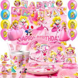 Princess Peach Birthday Party Supplies, 114pcs Princess Peach Party Decorations & Tableware Set - Princess Peach Party Plates Napkins Cups Balloon Cake Topper etc Princess Peach Birthday Supplies Princess Peach Birthday Party Supplies, 114pcs Princess Peach Party Decorations & Tableware Set - Princess Peach Party Plates Napkins Cups Balloon Cake Topper etc Princess Peach Birthday Supplies