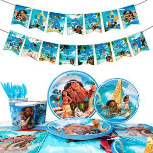 86 Pcs Moana Birthday Party Decorations & Tableware Packs Includ Moana Banners Tablecloth Plates Cups Napkins etc Moana Party Tableware for Moana Party Supplies for Boys/Girls, Serves 10 86 Pcs Moana Birthday Party Decorations & Tableware Packs Includ Moana Banners Tablecloth Plates Cups Napkins etc Moana Party Tableware for Moana Party Supplies for Boys/Girls, Serves 10