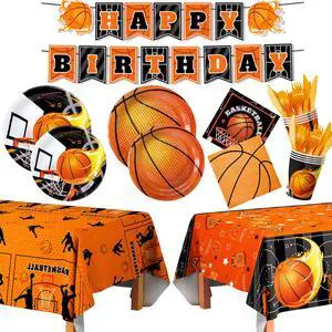 20 Guests Basketball Party Tableware, Basketball Birthday Tableware Basketball Plates and Napkins Tablecloths Basketball Happy Birthday Banner etc Basketball Tableware for Basketball Party Decorations 20 Guests Basketball Party Tableware, Basketball Birthday Tableware Basketball Plates and Napkins Tablecloths Basketball Happy Birthday Banner etc Basketball Tableware for Basketball Party Decorations