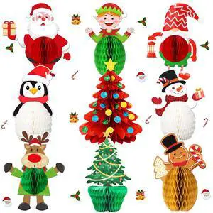 Christmas Party Decorations, 9 PCS Merry Christmas Honeycomb Centerpieces, Xmas 3D Table Decorations for Christmas Party Decorations Supplies Christmas Party Decorations, 9 PCS Merry Christmas Honeycomb Centerpieces, Xmas 3D Table Decorations for Christmas Party Decorations Supplies