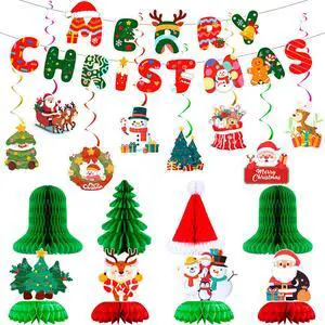 30pcs Christmas Party Decorations, Including Merry Christmas Banner Christmas Honeycomb Decorations, Christmas Hanging Swirls, Christmas Table Centerpieces for Xmas Party Supplies 30pcs Christmas Party Decorations, Including Merry Christmas Banner Christmas Honeycomb Decorations, Christmas Hanging Swirls, Christmas Table Centerpieces for Xmas Party Supplies