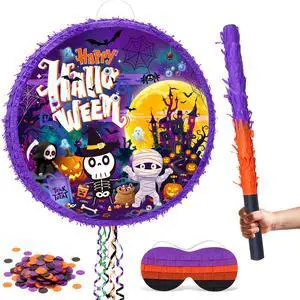 17.58 Inch Halloween Pinata, Large Hanging Halloween Pinata with Pinata Stick, Blindfold and Confetti, Halloween Party Supplies for Trick or Treat Party Decorations 17.58 Inch Halloween Pinata, Large Hanging Halloween Pinata with Pinata Stick, Blindfold and Confetti, Halloween Party Supplies for Trick or Treat Party Decorations