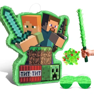 4 Pcs Minecraft Pinata Set - 16" Minecraft Party Pinata & Minecraft Pinata Sticks & Minecraft Pinata Game Eye Mask etc Minecraft Pinata Supplies for Minecraft Birthday Party Decorations 4 Pcs Minecraft Pinata Set - 16" Minecraft Party Pinata & Minecraft Pinata Sticks & Minecraft Pinata Game Eye Mask etc Minecraft Pinata Supplies for Minecraft Birthday Party Decorations